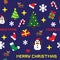 Seamless retro pixel game Christmas pattern