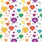 Seamless retro pixel game rainbow heart pattern