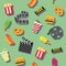 Seamless retro pixel movie pattern