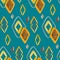 Seamless rhombuses pattern in scandinavian or folk style using yellow, brown and grey color on turquoise background