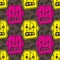 Seamless robot head pattern on a brown background. Vector image