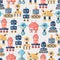 Seamless robots pattern in flat style