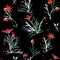 Seamless, romantic, bright floral pattern with field plants.