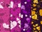 Seamless romantic pattern. Background with hearts, berries and lips. Elements of grunge style. Vector illustrations