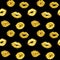 Seamless romantic pattern with gold lips kisses