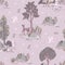 Seamless rustic pattern with trees, animals and plants. Vector.