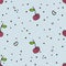 Seamless sample, cherries, blue background