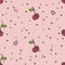 Seamless sample, cherries, pink background