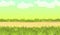 Seamless sandy road. Horizontal border composition. Summer meadow landscape. Juicy grass. Rural rustic scenery. Cartoon