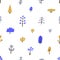 Seamless Scandinavian pattern with childish trees print. Background, repeating texture design with fantasy forest plants