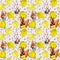 Seamless school pattern - childish animals, autumn leaves, letters. Watercolor