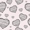 Seamless scribbled hearts pattern. Vector illustration
