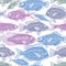 Seamless sea pattern, different fish silhouettes. Hand drawn fauna wallpaper, vector aqua nature continuous background.