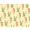 Seamless sea pattern. Orange seahorse and green algae on yellow