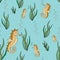 Seamless Seahorse Repeat Pattern