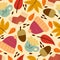 Seamless seasonal autumn vector pattern with theme elements on a neutral background. vector flat style. hand drawing.