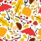 Seamless seasonal autumn vector pattern with theme elements. vector flat style. hand drawing.