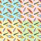 Seamless set pattern with vintage surfboards on color Background. Flat design Illustration