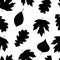 Seamless silhouettes of autumn maple oak chestnut black color vector illustration