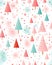 Seamless simple Christmas trees pattern, risograph style