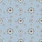 Seamless simple floral pattern of graphic stylize flowers on blue background