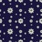 Seamless simple floral pattern of graphic stylize flowers on dark blue background