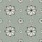 Seamless simple floral pattern of graphic stylize flowers on gray background