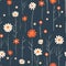 seamless simple Lo-fi style of flower themed pattern, vector illustration, foreground elements.