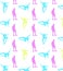 Seamless skateboarding pattern with multi-colored silhouettes of skateboarders