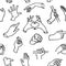 Seamless Sketched Wall Art Hands Pattern