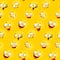 Seamless smiley face pattern with funny facial expressions