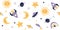 Seamless space pattern with sun, stars and rocket. Cute ornament for fabric, paper, scrapbooking. Space background for a