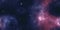 Seamless space tileable background with stars and purple pink and blue nebula.