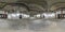 Seamless spherical hdri panorama 360 degrees in interior of large empty room as warehouse, hangar or gallery with spotlights in