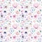 Seamless spring lilic watercolor floral pattern on a white background. Pink and rose flowers, weddind decoration