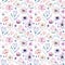 Seamless spring lilic watercolor floral pattern on a white background. Pink and rose flowers, weddind decoration