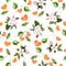 Seamless spring pattern with flowers and hearts for valentine day