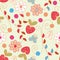 Seamless spring pattern with strawberries