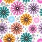 Seamless spring pattern with vintage doodle gradient flowers