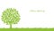 Seamless springtime vector illustration with a tree, grassy field, and text space.