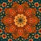 Seamless square pattern with bright flower - mandala in fiery tones