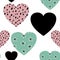 Seamless st. Valentines simple pattern with coloured print hearts on white background for wallpaper