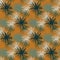 Seamless star urchin abstract silhouettes pattern. White, grey and navy blue ocean ornament on orange background