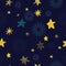 Seamless Starry Nights Theme Yellow Stars with Blue background vector illustration pattern design