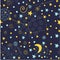 Seamless starry sky pattern. Night sky, where the stars Shine and the constellation of the Northern hemisphere dipper, bucket with