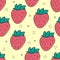 Seamless strawberry hand drawn vector pattern