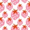 Seamless strawberry pattern texture with bold pink berry vector.