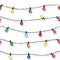 Seamless string of Christmas lights isolated on white