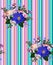 Seamless striped pattern with bouquets of garden flowers