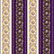 Seamless striped pattern with jewelry elements, gold beads, chains, purple gems